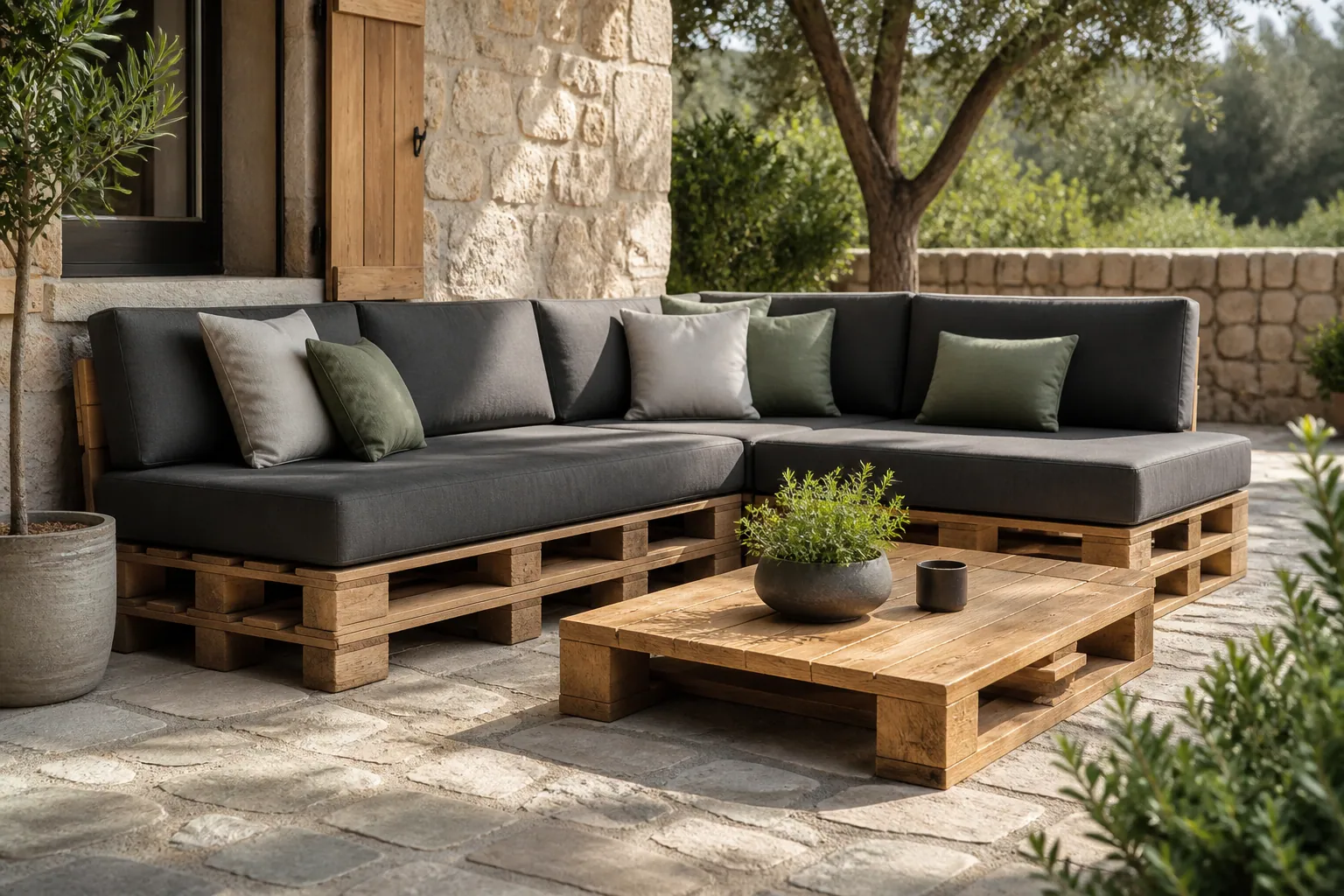 Mueble exterior hecho con palets