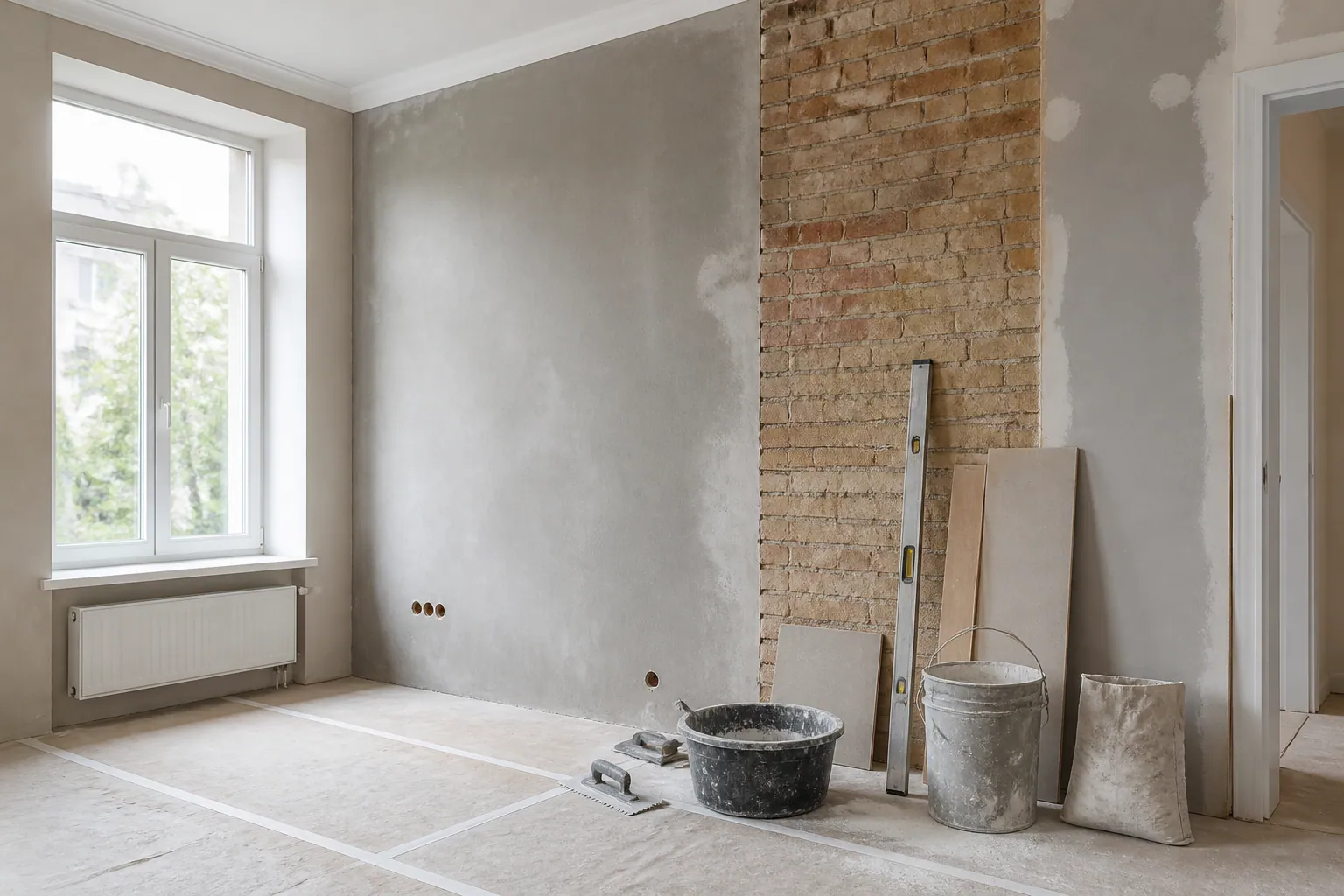 Trabajo de obra en interior sin personas